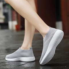Solid Knitted Trail Walking Sneakers Lightweight Anti skid