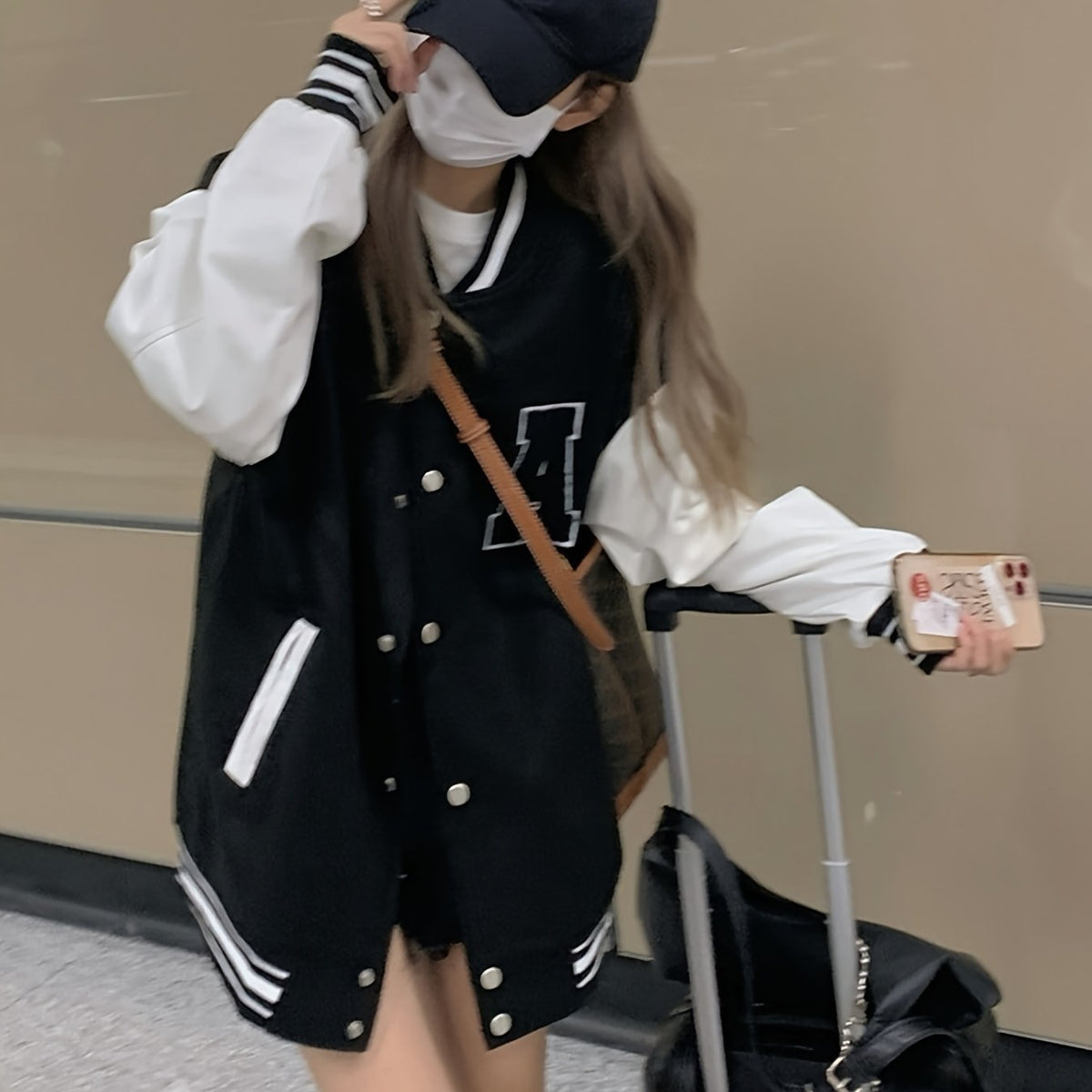 Varsity Letterman Jacket Button Up Women's Streetwear