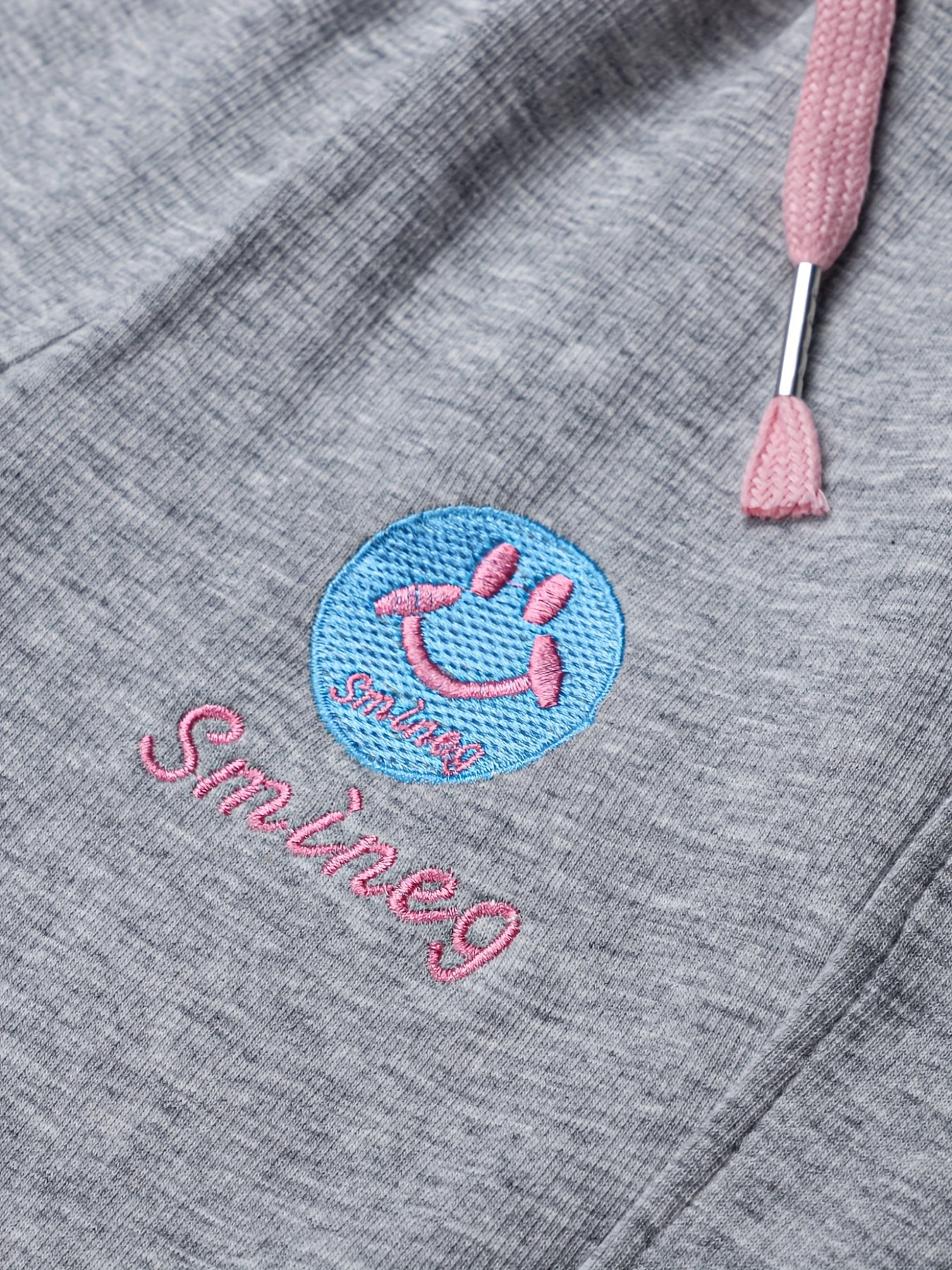 Girls Smile Embroidered Sweatpants Bow Front Baggy Fit