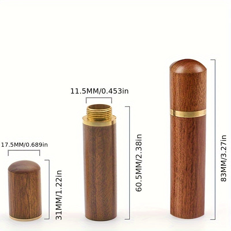 Sandalwood Needle Holder Portable Toothpick Holder Wood Brass Needle Holder