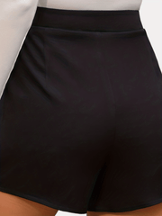 Solid High Waist Pleated Shorts with Chain - Summer Women's Clothing