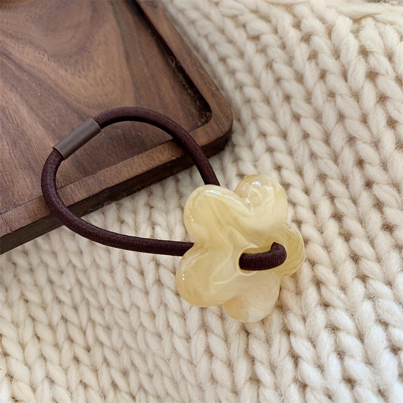 6pcs Acrylic Flower Hair Tie Ponytail Scrunchies