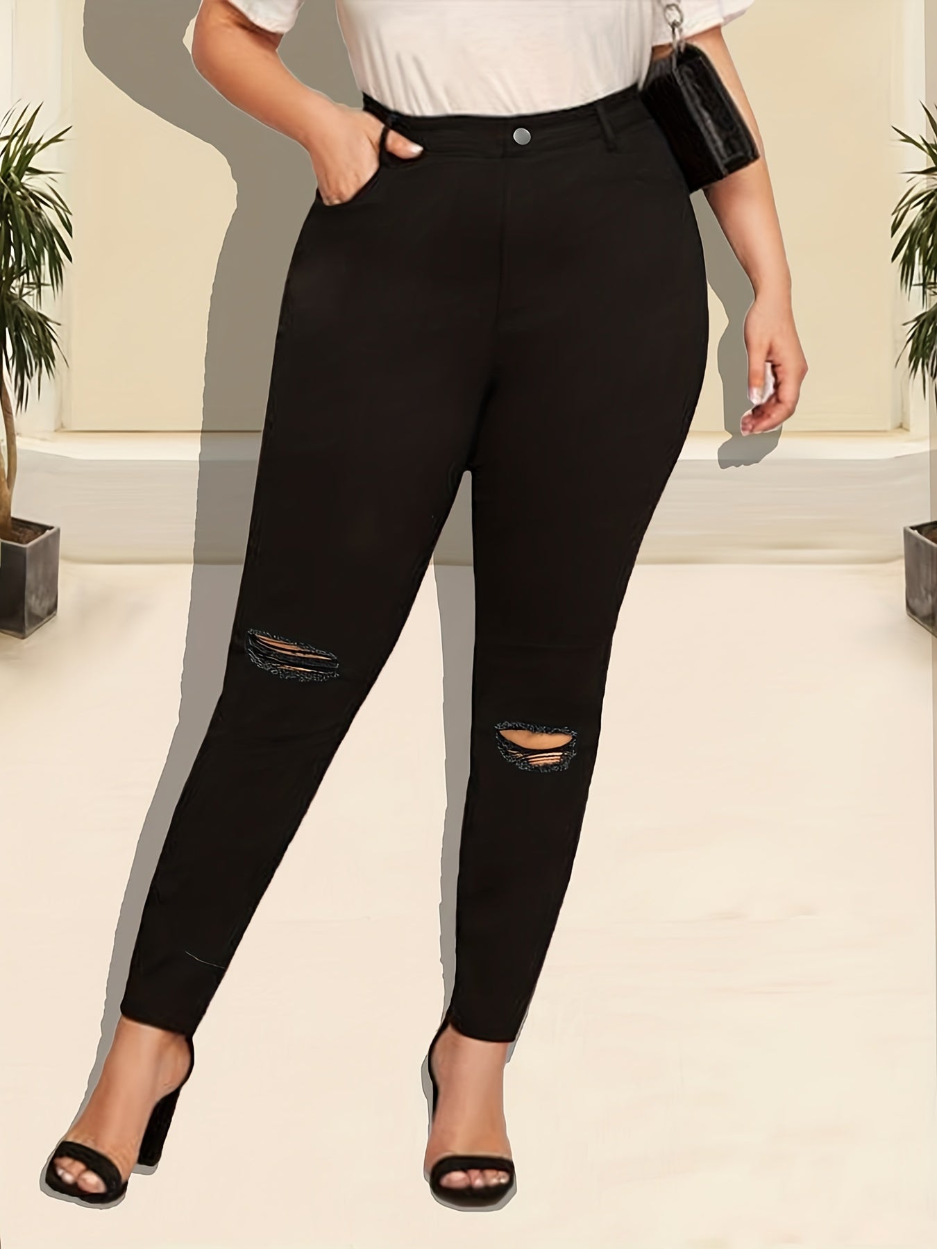  High Rise Skinny Jeans Women's Plus Denim Skinny Pants
