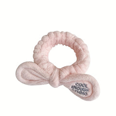Soft Plush Bowknot Headband Elastic Headband for Spa Makeup