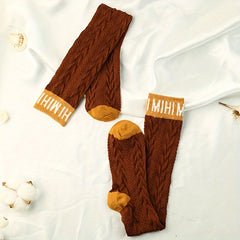 1 2 3 Pairs Letter Print Socks Comfy Colorblock Crew Socks Women's Stockings