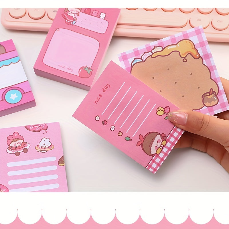 4pcs Cartoon Sticky Notes Heart Memo Pad Student Memo Paper