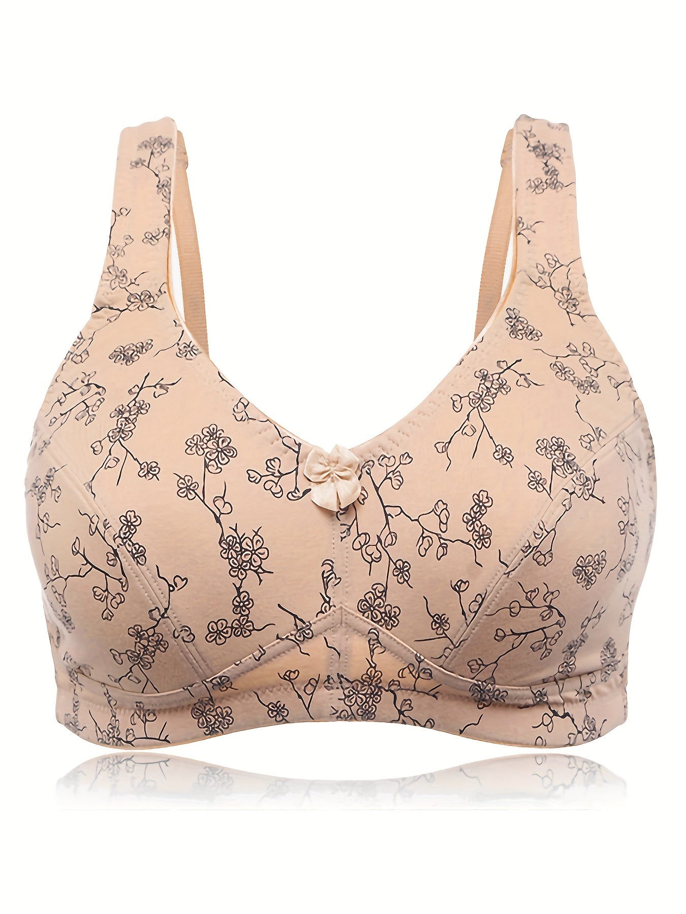 Floral Print Plus Size Wireless Comfort Bra