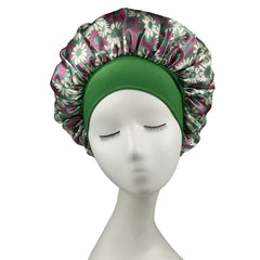 Milk Silk Wide Brim Bonnet Daisy Printed Satin Ladies Hair Cap