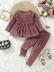 Baby Girls Peplum Top & Legging Pants Set