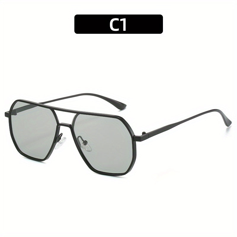 Men's Metal Polarized Polygon Sunglasses