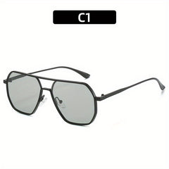 Men's Metal Polarized Polygon Sunglasses