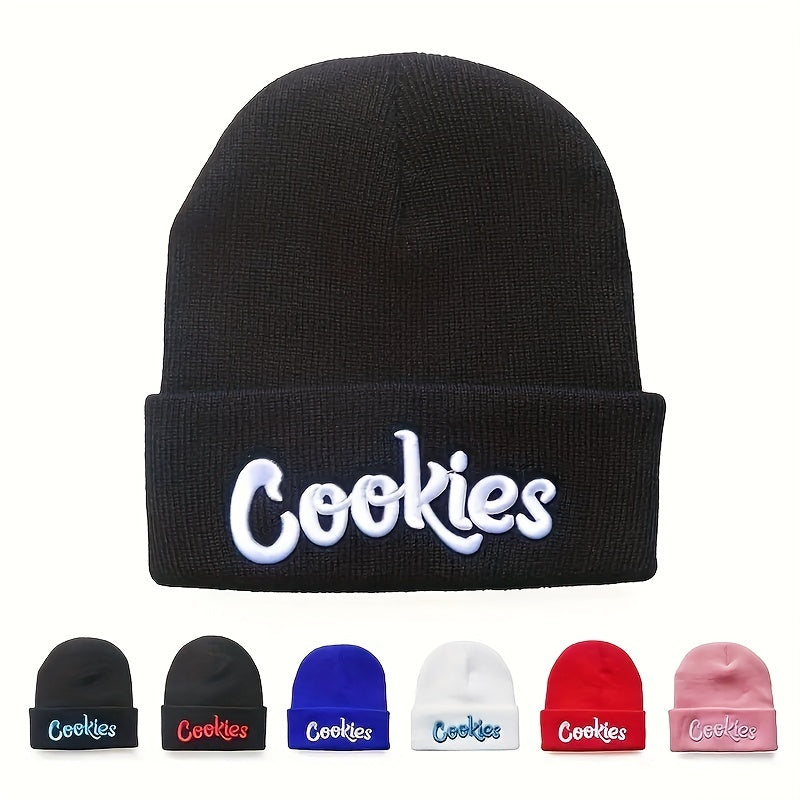 Letter Embroidery Cotton Beanie Solid Knit Hat Hip Hop Unisex Couple Skull Hats