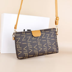 Digital Pattern Zipper Coin Purse Faux Leather Zipper Square Shape Small Bag