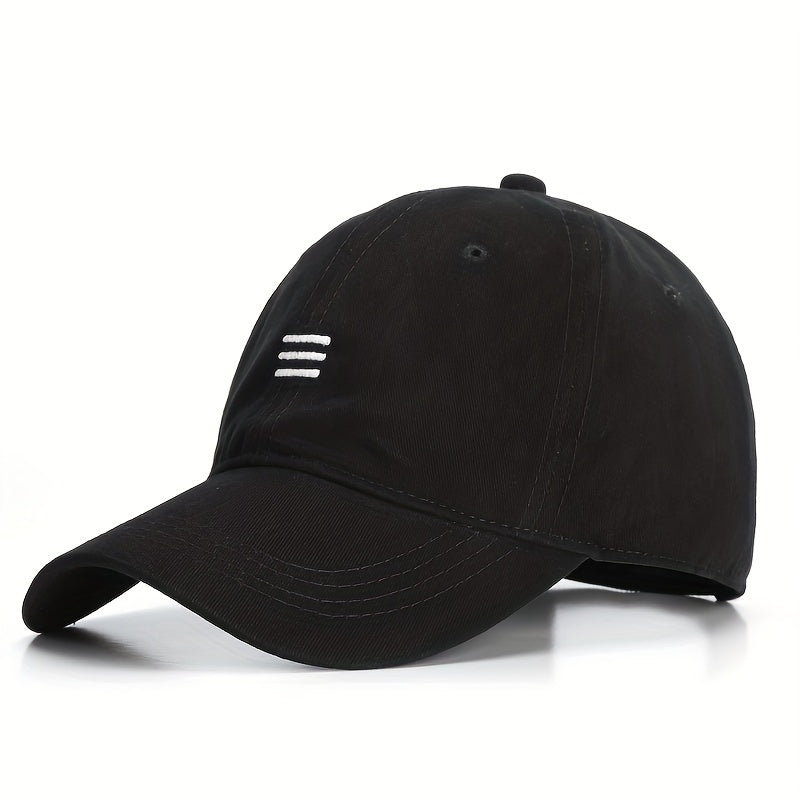 Three Stripe Embroidery Baseball Cap Solid Cotton Sun Hat Casual Dad Hats