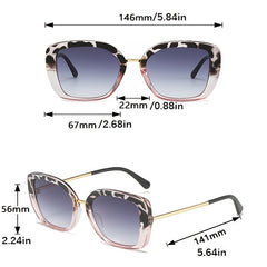 Leopard Square Sunglasses Vintage Eyewear Y2K Metal Driving Eyeglasses