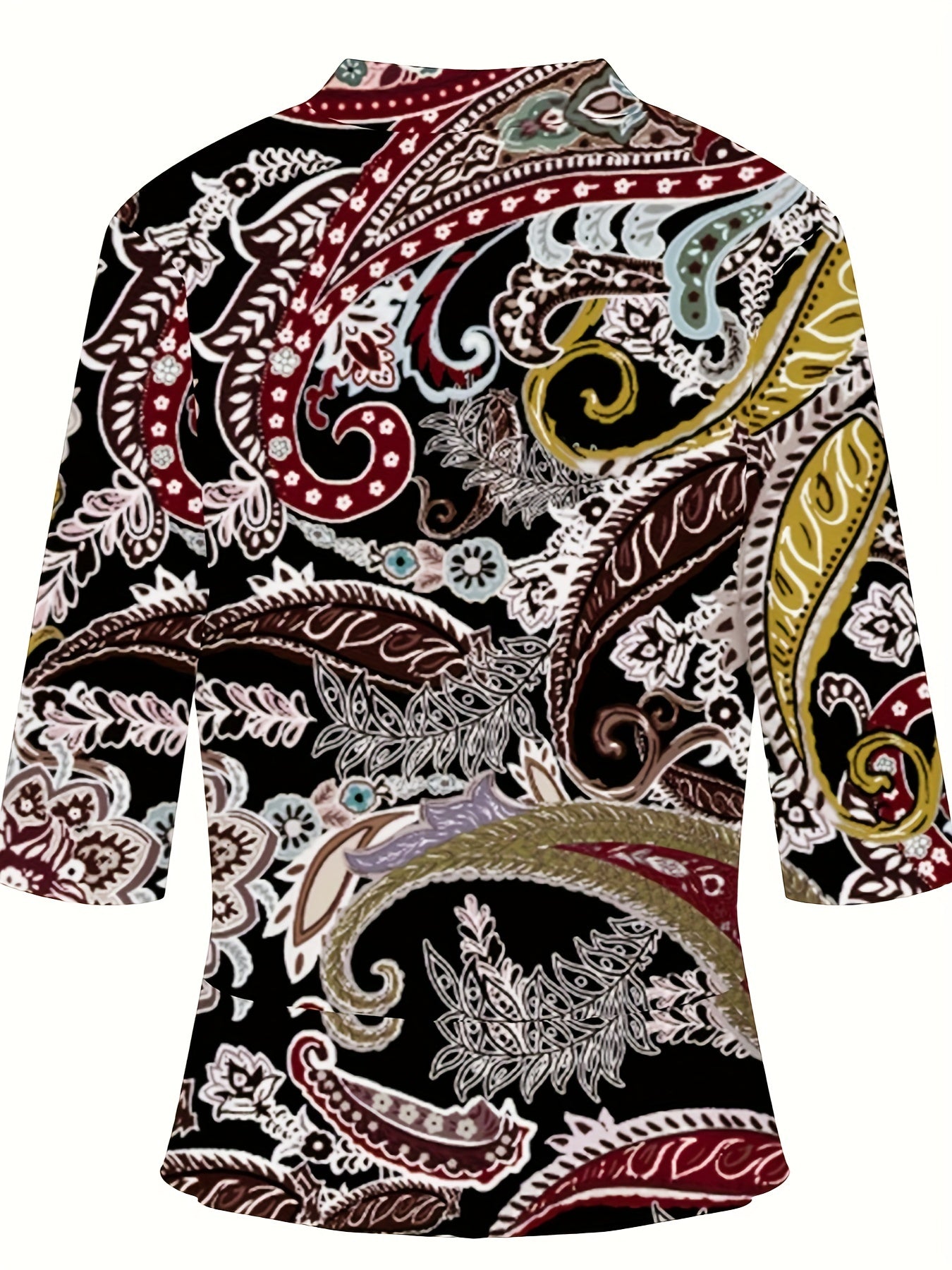  Boho Paisley Print Open Front Cardigan