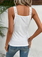 Eyelet Surplice Neck Tank Top Sleeveless Top Women's Clothing