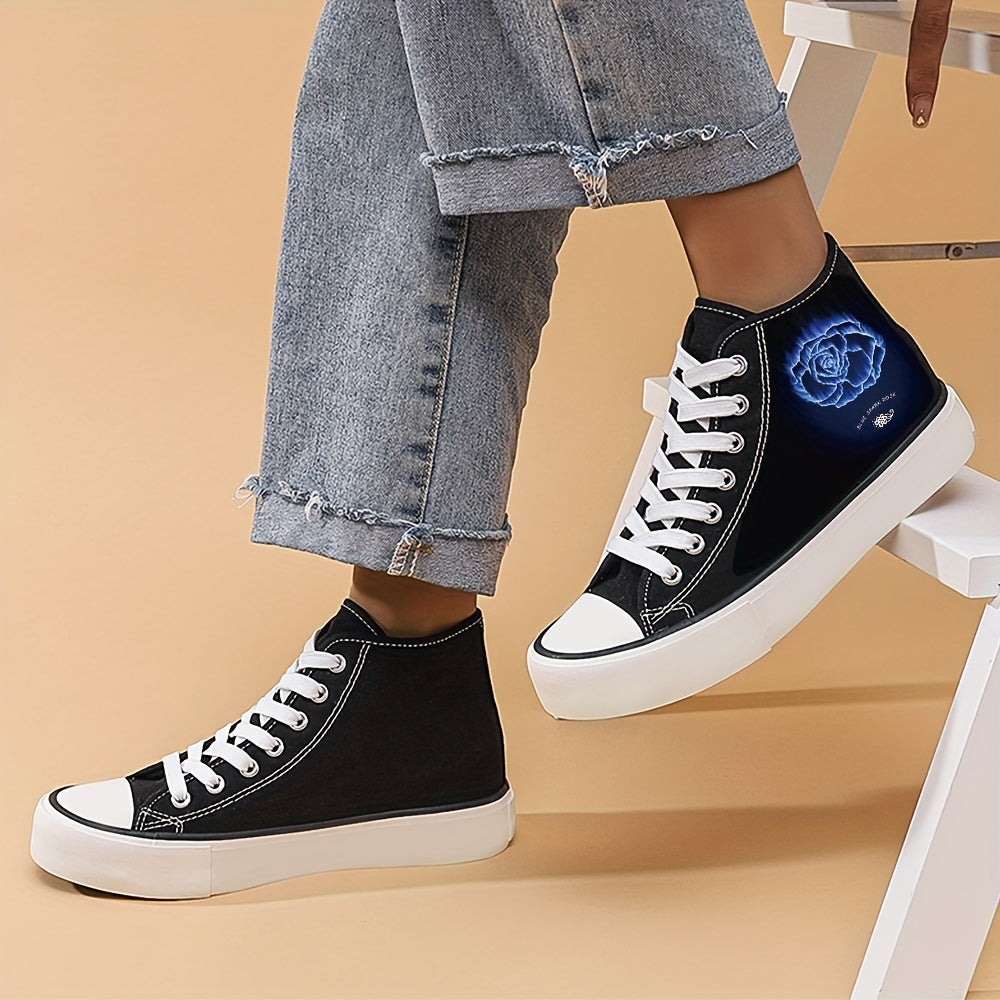 Women's High Top Sneakers Floral Pattern Lightweight Breathable Outdoor Shoes