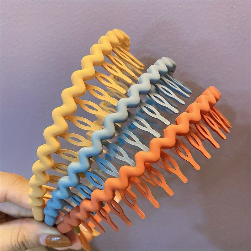 Matte Colorful Hair Band for Women Non-Slip Wavy Headband