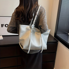Minimalist Solid Tote Bag Large Capacity Shoulder Bag With Twisted Straps