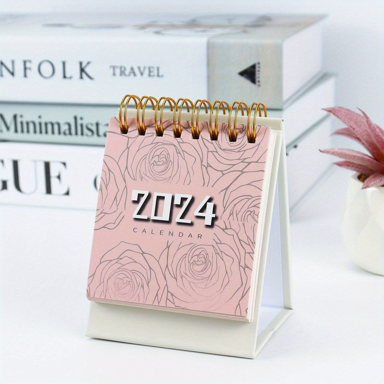 Mini Rose Desk Calendar Pink Rose Pattern