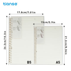 TIANSE A5 B5 Pull Clip Loose Leaf Notebook With 80 Sheets