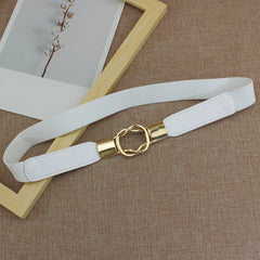 Double Cross Buckle Belt Thin Elastic Dress Belt Solid Coat Belts