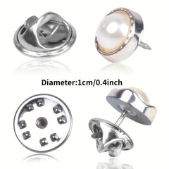 Faux Pearl Rhinestone Button Brooch Safety Pin for Women's Clothing
