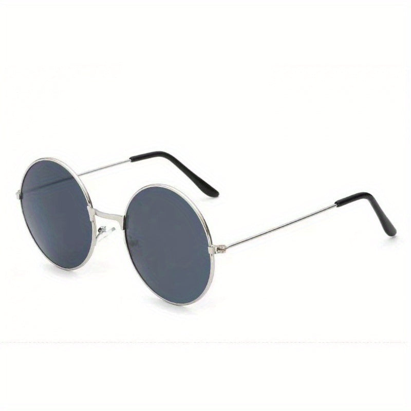 Round Tinted Sunglasses Metal Frame UV400