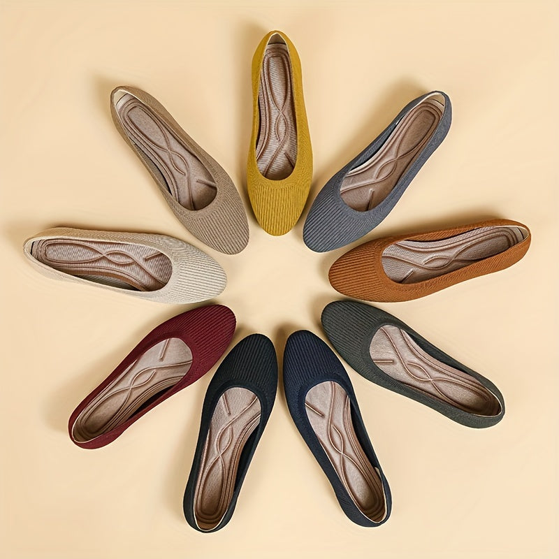 Women's Knitted Flat Shoes Soft Sole Slip On Shoes