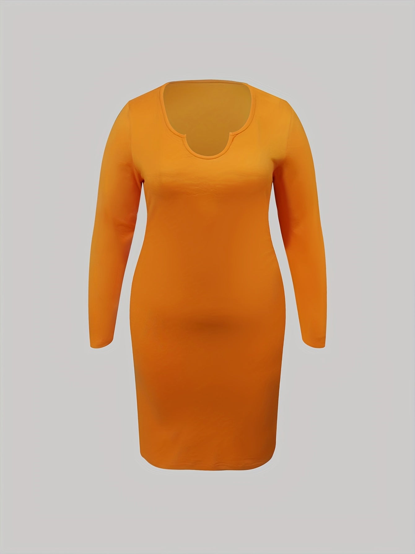  Casual Dress Solid Long Sleeve Bodycon Midi Dress