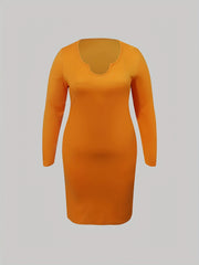  Casual Dress Solid Long Sleeve Bodycon Midi Dress