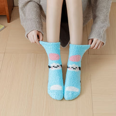 Animal Pattern Plush Socks Soft Mid Tube Socks Women's Stockings