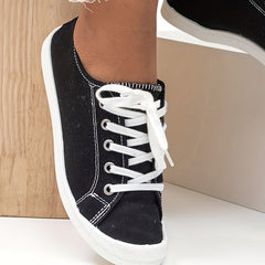 Women's Classic Canvas Shoes Casual Lace Up Low Top Shoes Lightweight