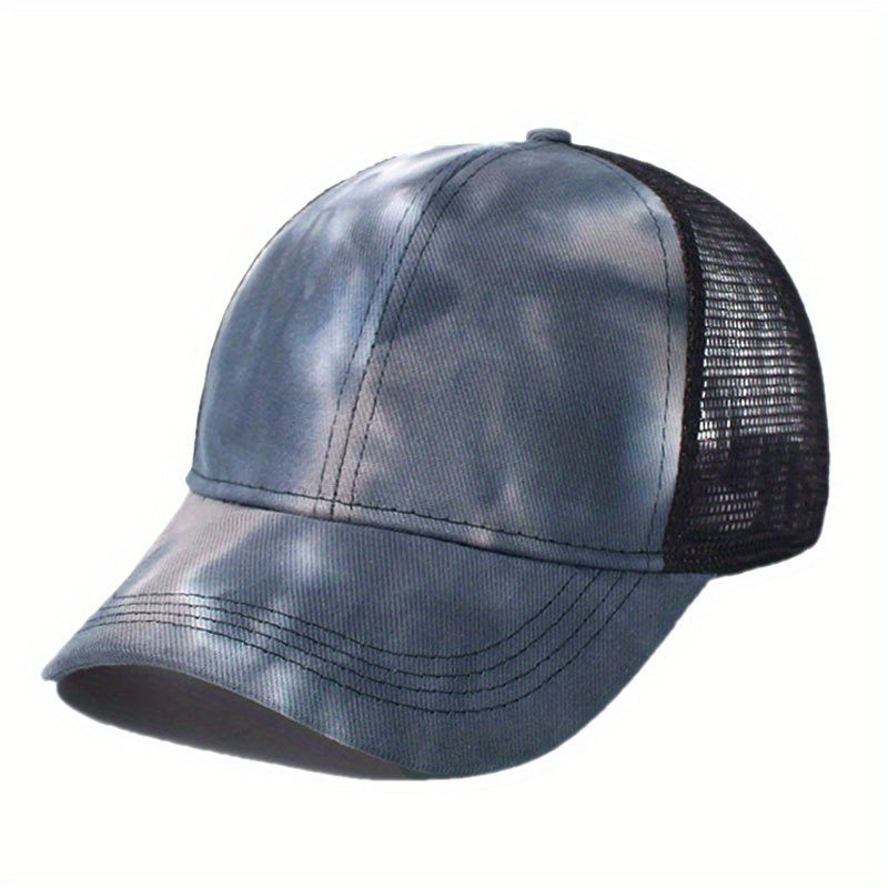 Tie Dye Criss Cross Ponytail Baseball Hat for Adults Trucker Graffiti Hat