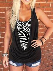  Colorblock Leopard Ruched Tank Top