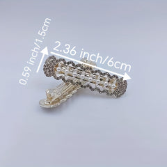 Geometric Hair Clip French Barrette Faux Pearl Rhinestone Hairpin