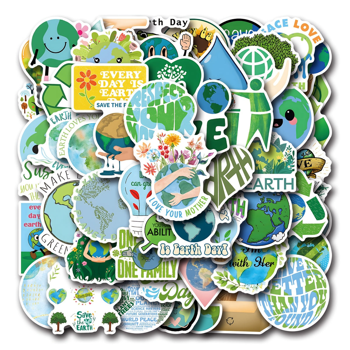 55pcs Earth Vinyl Stickers Set for Laptop Water Bottle Phone Skateboard