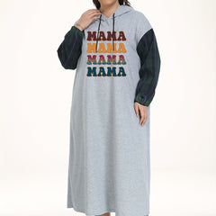  Colorful Letter Print Hooded Nightdress
