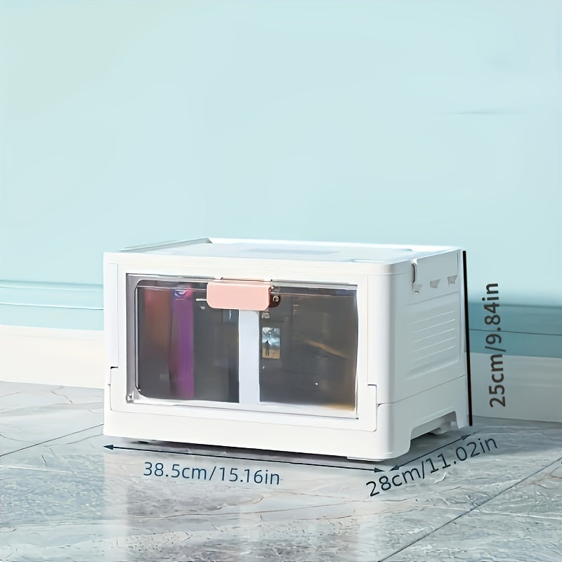 Large Capacity Clear Storage Bin With Wheels Foldable Luggage Box
