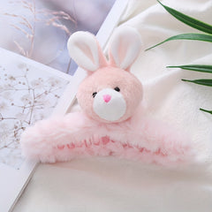 Rabbit Decor Hair Claw Fluffy Shark Claw Ponytail Holder Women