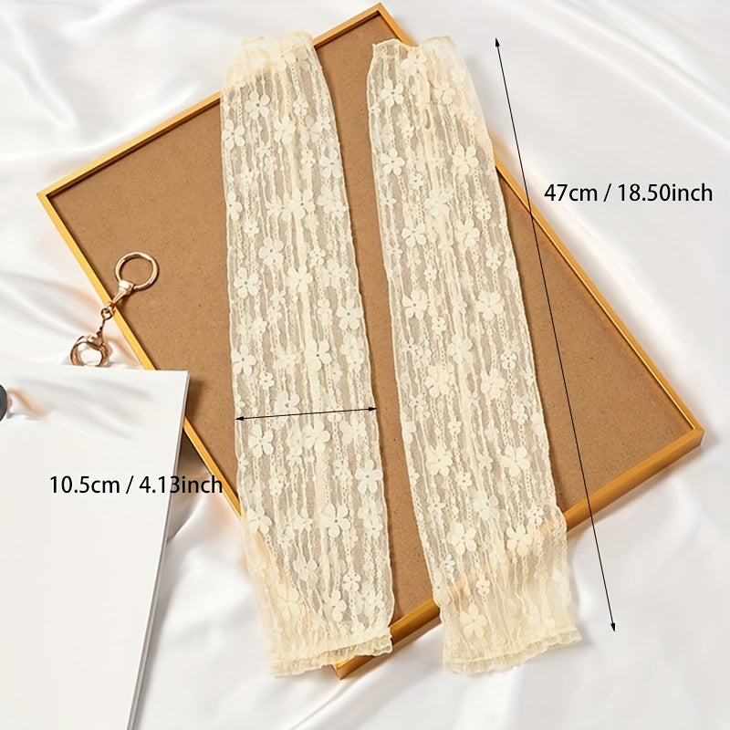 Floral Lace Fingerless Sunscreen Long Gloves Women