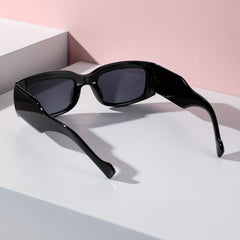 Square Frame Sunglasses Minimalist Solid Glasses Wide Temple UV400