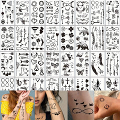 32 Sheet Temporary Tattoo Set Mix Hearts Butterflies Moons Planets
