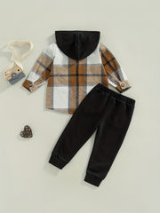 2Pcs Baby Boy's Hoodie Shirt & Pants Set Sweatsuit Outfit