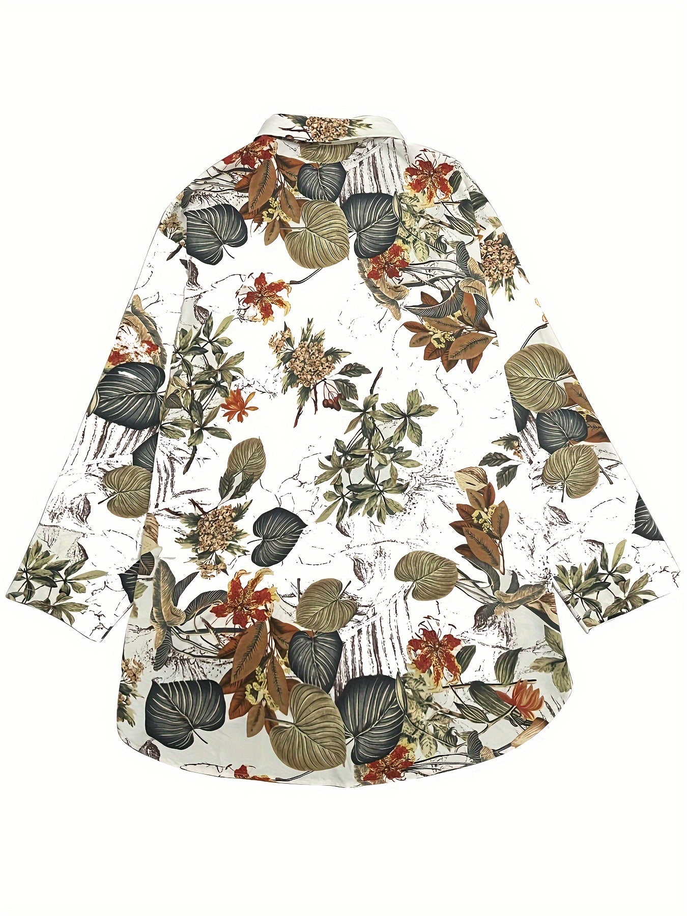  Leaf Print Button Up Blouse