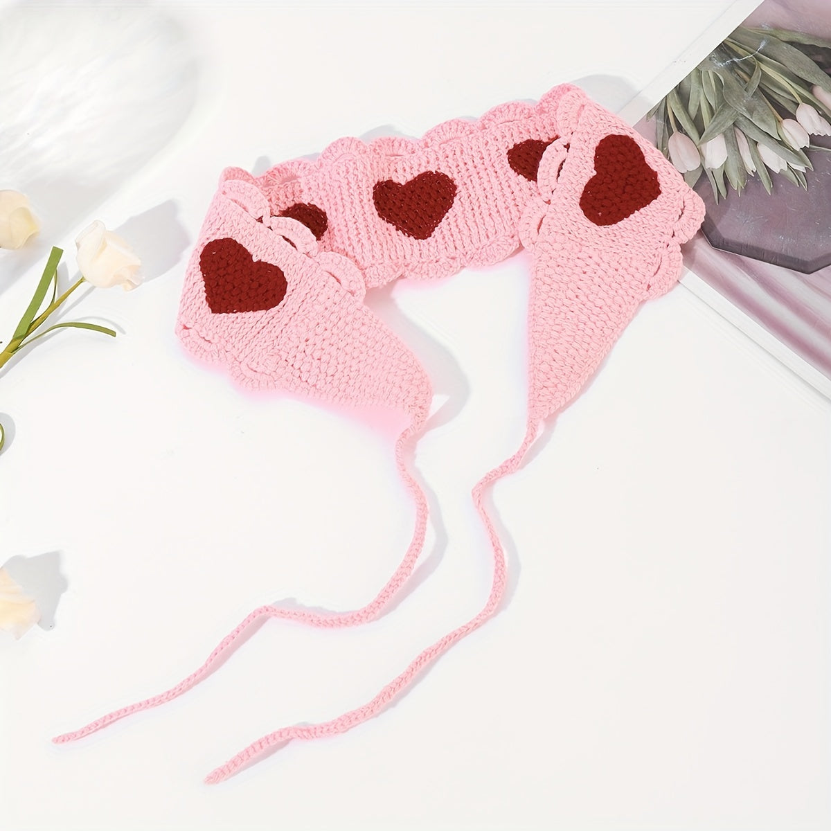 Heart Shape Pattern Knitting Headband Hair Scarf Women Hair Accessories