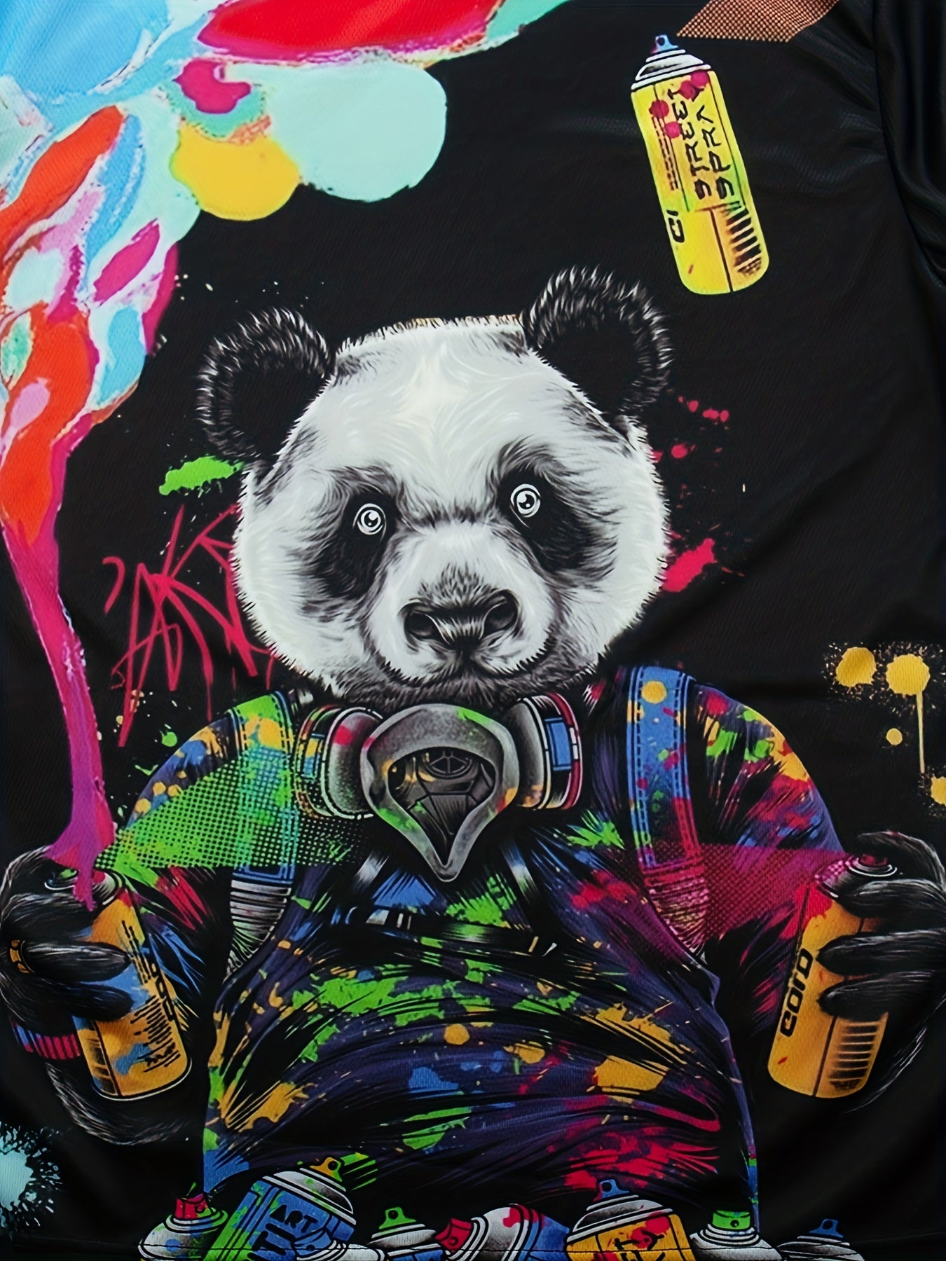 Men's Panda Print T Shirt for Spring & Summer