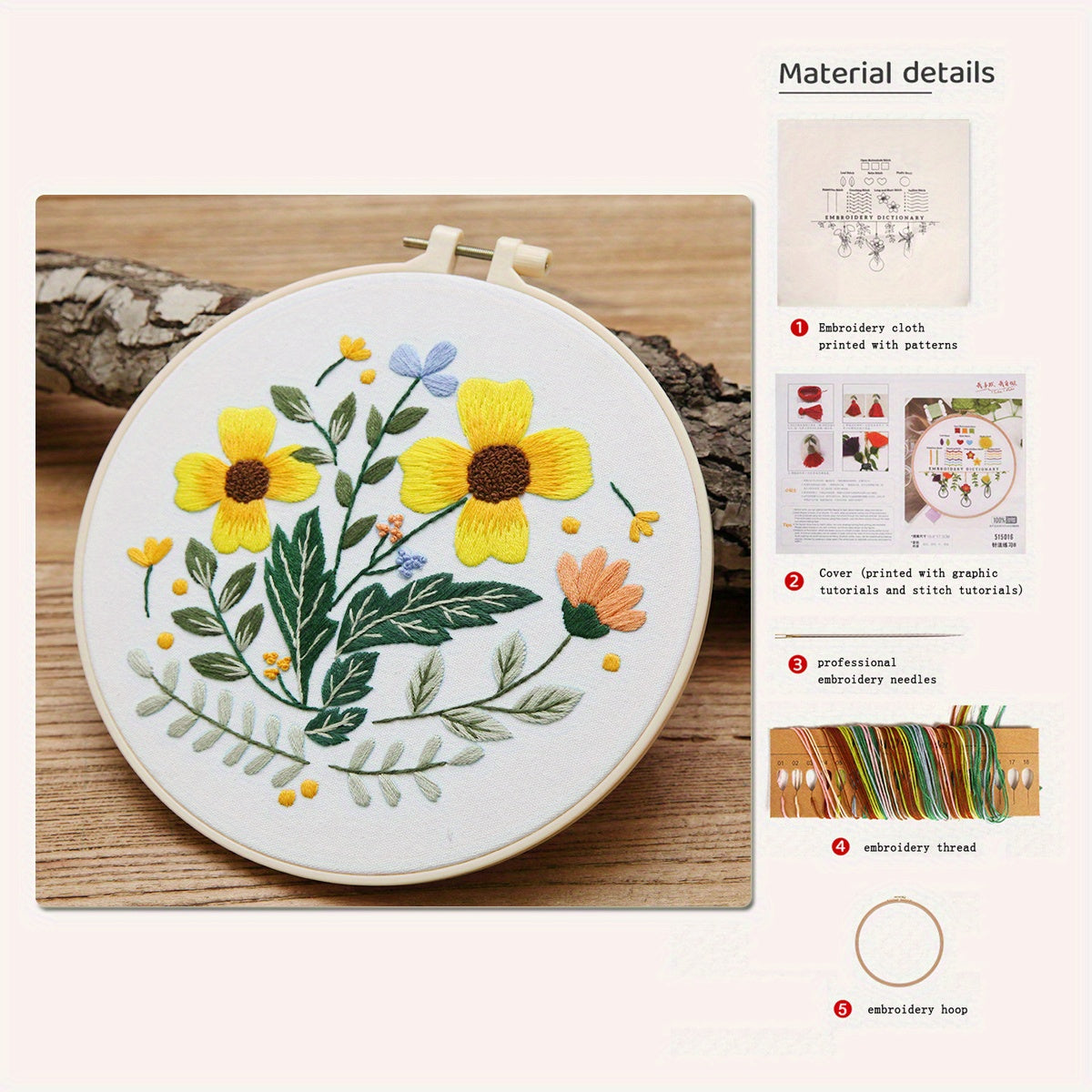 3D Embroidery DIY Material Package Flower Grass Fabric Art