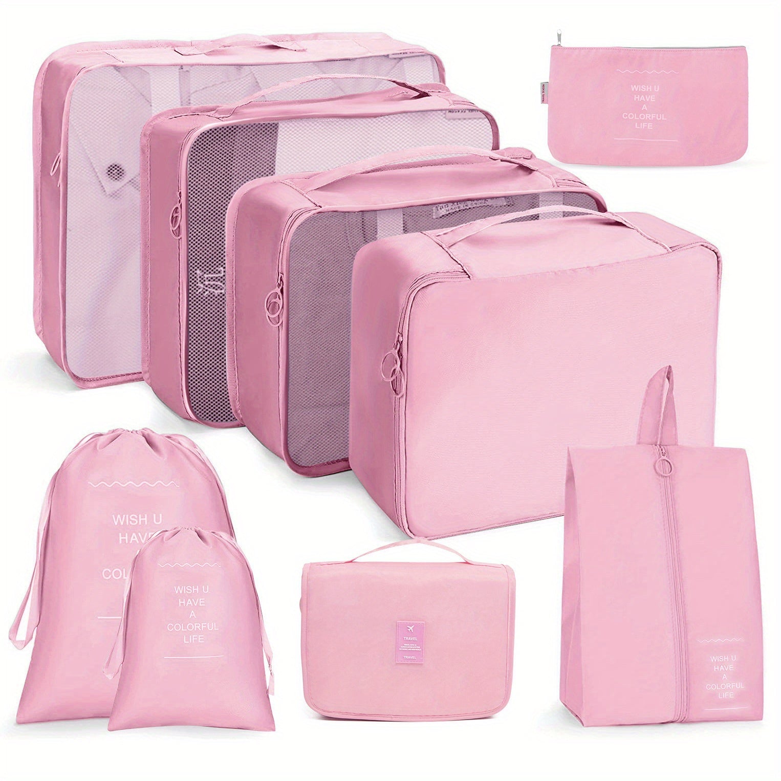 9 Pcs Travel Packing Cubes Lightweight Luggage Organizers